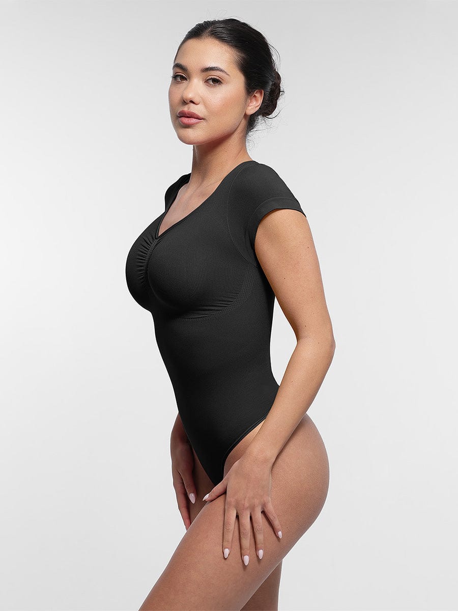V-hals Sculpting T-shirt Bodysuit