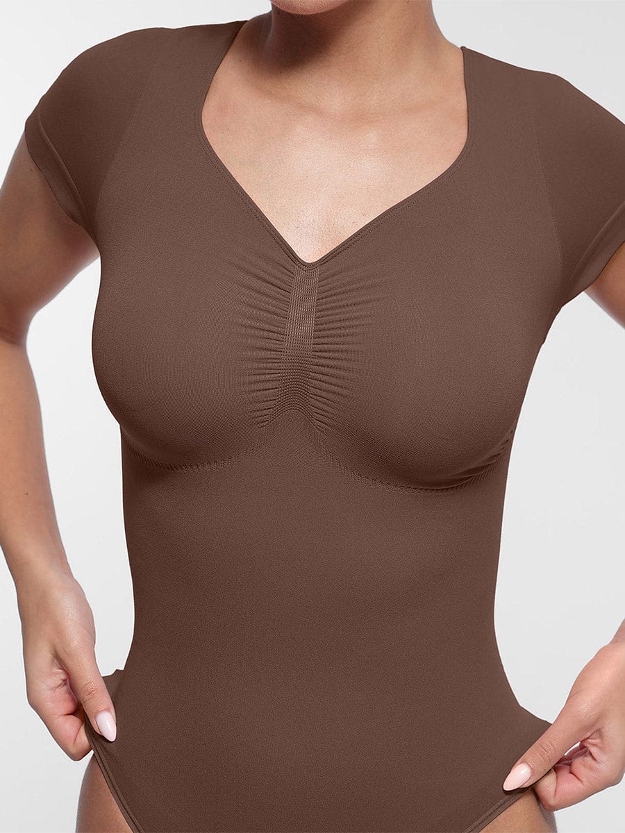 V-hals Sculpting T-shirt Bodysuit