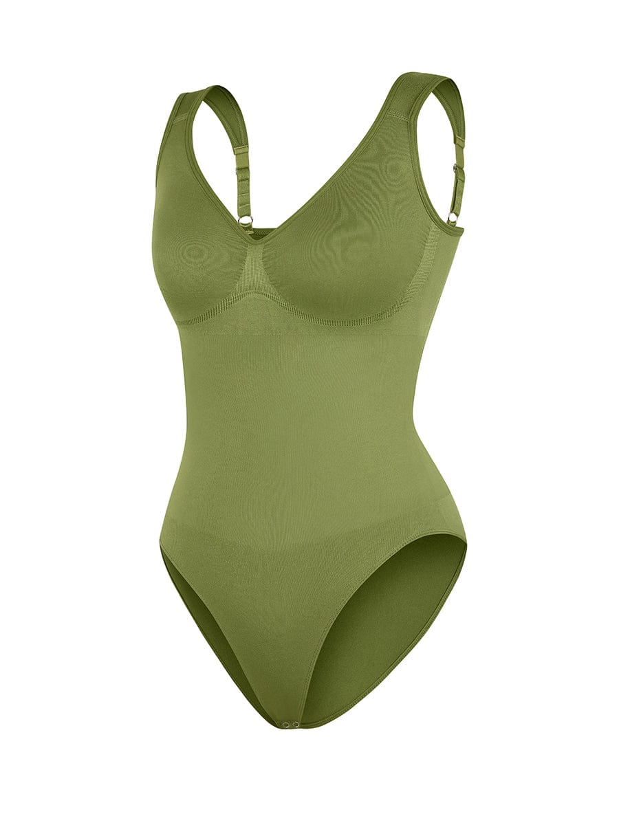 Diamond-Neck Bodysuit Met Slip